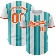 Laden Sie das Bild in den Galerie-Viewer, Custom White Orange-Teal Gradient Vertical Stripe Argentina Style Authentic Baseball Jersey
