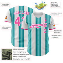 Load image into Gallery viewer, Custom White Pink-Teal Gradient Vertical Stripe Argentina Style Authentic Baseball Jersey
