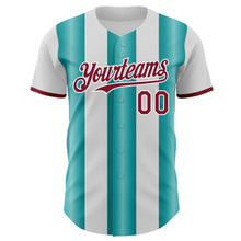 Load image into Gallery viewer, Custom White Crimson-Teal Gradient Vertical Stripe Argentina Style Authentic Baseball Jersey
