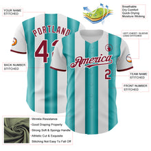 Load image into Gallery viewer, Custom White Crimson-Teal Gradient Vertical Stripe Argentina Style Authentic Baseball Jersey
