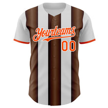 Load image into Gallery viewer, Custom White Orange-Brown Gradient Vertical Stripe Argentina Style Authentic Baseball Jersey
