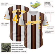 Load image into Gallery viewer, Custom White Gold-Brown Gradient Vertical Stripe Argentina Style Authentic Baseball Jersey
