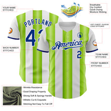 Load image into Gallery viewer, Custom White Royal-Neon Green Gradient Vertical Stripe Argentina Style Authentic Baseball Jersey

