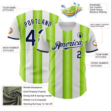 Load image into Gallery viewer, Custom White Navy-Neon Green Gradient Vertical Stripe Argentina Style Authentic Baseball Jersey
