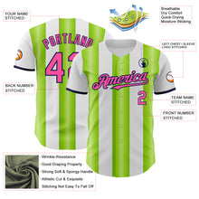 Load image into Gallery viewer, Custom White Pink Neon Green-Navy Gradient Vertical Stripe Argentina Style Authentic Baseball Jersey
