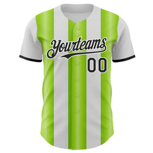 Load image into Gallery viewer, Custom White Black-Neon Green Gradient Vertical Stripe Argentina Style Authentic Baseball Jersey
