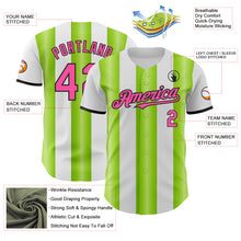 Load image into Gallery viewer, Custom White Pink Neon Green-Black Gradient Vertical Stripe Argentina Style Authentic Baseball Jersey
