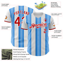 Load image into Gallery viewer, Custom White Red-Electric Blue Gradient Vertical Stripe Argentina Style Authentic Baseball Jersey
