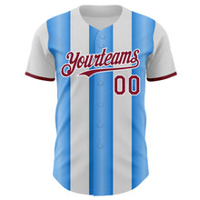 Load image into Gallery viewer, Custom White Crimson-Electric Blue Gradient Vertical Stripe Argentina Style Authentic Baseball Jersey
