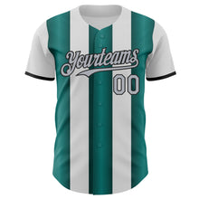 Load image into Gallery viewer, Custom White Gray Midnight Green-Black Gradient Vertical Stripe Argentina Style Authentic Baseball Jersey
