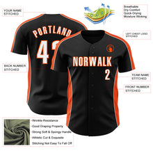 Charger l'image dans la galerie, Custom Black White-Orange Classic Color Block Side Panel Stripe Authentic Baseball Jersey
