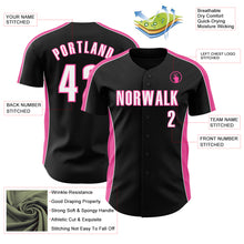 Laden Sie das Bild in den Galerie-Viewer, Custom Black White-Pink Classic Color Block Side Panel Stripe Authentic Baseball Jersey
