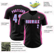 Laden Sie das Bild in den Galerie-Viewer, Custom Black Light Blue-Pink Classic Color Block Side Panel Stripe Authentic Baseball Jersey
