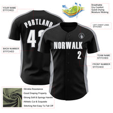 Загрузить изображение в средство просмотра галереи, Custom Black White-Gray Classic Color Block Side Panel Stripe Authentic Baseball Jersey
