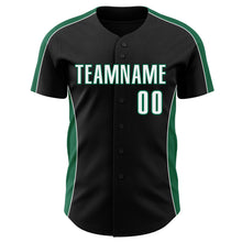 Загрузить изображение в средство просмотра галереи, Custom Black White-Kelly Green Classic Color Block Side Panel Stripe Authentic Baseball Jersey
