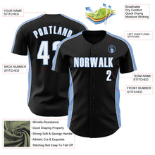 Загрузить изображение в средство просмотра галереи, Custom Black White-Light Blue Classic Color Block Side Panel Stripe Authentic Baseball Jersey
