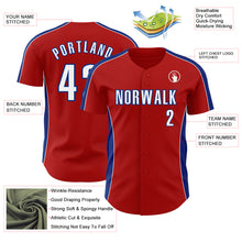 Laden Sie das Bild in den Galerie-Viewer, Custom Red White-Royal Classic Color Block Side Panel Stripe Authentic Baseball Jersey
