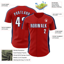 Laden Sie das Bild in den Galerie-Viewer, Custom Red White-Navy Classic Color Block Side Panel Stripe Authentic Baseball Jersey
