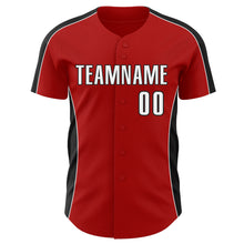 Laden Sie das Bild in den Galerie-Viewer, Custom Red White-Black Classic Color Block Side Panel Stripe Authentic Baseball Jersey
