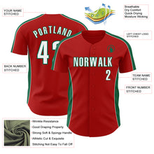 Laden Sie das Bild in den Galerie-Viewer, Custom Red White-Kelly Green Classic Color Block Side Panel Stripe Authentic Baseball Jersey
