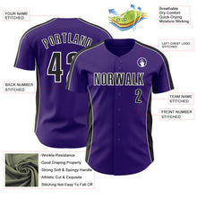 Загрузить изображение в средство просмотра галереи, Custom Purple Black-White Classic Color Block Side Panel Stripe Authentic Baseball Jersey
