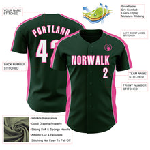 Laden Sie das Bild in den Galerie-Viewer, Custom Green White-Pink Classic Color Block Side Panel Stripe Authentic Baseball Jersey
