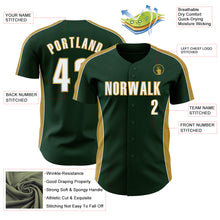 Laden Sie das Bild in den Galerie-Viewer, Custom Green White-Old Gold Classic Color Block Side Panel Stripe Authentic Baseball Jersey
