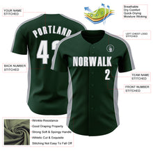 Laden Sie das Bild in den Galerie-Viewer, Custom Green White-Gray Classic Color Block Side Panel Stripe Authentic Baseball Jersey

