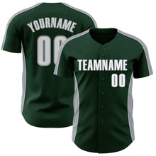 Laden Sie das Bild in den Galerie-Viewer, Custom Green White-Gray Classic Color Block Side Panel Stripe Authentic Baseball Jersey
