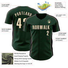 Load image into Gallery viewer, Custom Green Cream-Black Classic Color Block Side Panel Stripe Authentic Baseball Jersey
