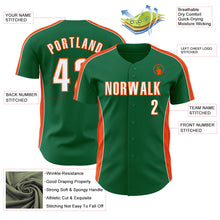 Charger l'image dans la galerie, Custom Kelly Green White-Orange Classic Color Block Side Panel Stripe Authentic Baseball Jersey
