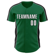 Load image into Gallery viewer, Custom Kelly Green White-Black Classic Color Block Side Panel Stripe Authentic Baseball Jersey
