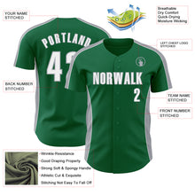 Load image into Gallery viewer, Custom Kelly Green White-Gray Classic Color Block Side Panel Stripe Authentic Baseball Jersey
