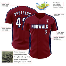Load image into Gallery viewer, Custom Crimson White-Navy Classic Color Block Side Panel Stripe Authentic Baseball Jersey
