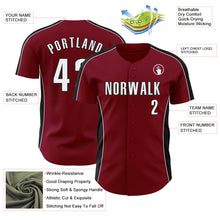 Load image into Gallery viewer, Custom Crimson White-Black Classic Color Block Side Panel Stripe Authentic Baseball Jersey
