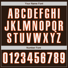 Load image into Gallery viewer, Custom Brown White-Orange Classic Color Block Side Panel Stripe Authentic Baseball Jersey

