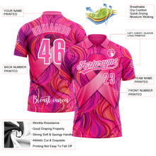 Load image into Gallery viewer, Custom Pink White 3D Pink Ribbon Breast Cancer Awareness Month Women Health Care Support Performance Polo Shirt
