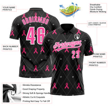 Load image into Gallery viewer, Custom Black Pink-White 3D Pink Ribbon Breast Cancer Awareness Month Women Health Care Support Performance Polo Shirt
