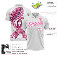 Laden Sie das Bild in den Galerie-Viewer, Custom White Pink 3D Pink Ribbon Breast Cancer Awareness Month Women Health Care Support Performance Polo Shirt

