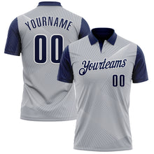Загрузить изображение в средство просмотра галереи, Custom Gray Navy-White 3D Bowling Line Performance Polo Shirt
