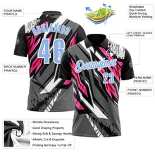 Charger l&#39;image dans la galerie, Custom Black Light Blue Gray-Pink 3D Bowling Abstract Grunge Art Performance Polo Shirt
