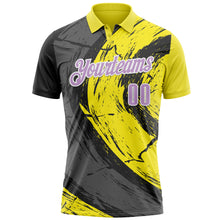Загрузить изображение в средство просмотра галереи, Custom Light Yellow Light Purple-Steel Gray 3D Bowling Splash Ink Performance Polo Shirt
