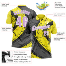 Загрузить изображение в средство просмотра галереи, Custom Light Yellow Light Purple-Steel Gray 3D Bowling Splash Ink Performance Polo Shirt
