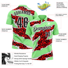 Загрузить изображение в средство просмотра галереи, Custom Pea Green Black-Red 3D Bowling Torn Paper Style Performance Polo Shirt
