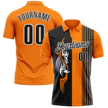 Загрузить изображение в средство просмотра галереи, Custom Bay Orange Black-White 3D Bowling Tattoos Performance Polo Shirt
