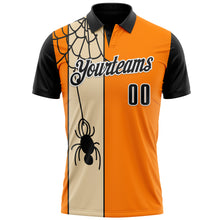 Загрузить изображение в средство просмотра галереи, Custom Bay Orange Black-City Cream 3D Bowling Spider Performance Polo Shirt
