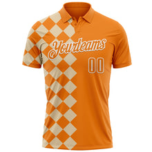 Charger l&#39;image dans la galerie, Custom Bay Orange City Cream-White 3D Bowling Geometric Square Shape Performance Polo Shirt
