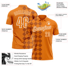 Laden Sie das Bild in den Galerie-Viewer, Custom Bay Orange Texas Orange-White 3D Bowling Geometric Square Shape Performance Polo Shirt
