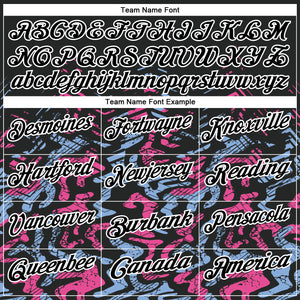 Custom Black Light Blue-Pink 3D Bowling Abstract Grunge Art Performance Polo Shirt