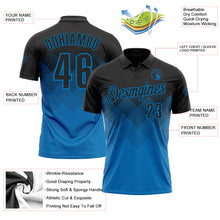 Laden Sie das Bild in den Galerie-Viewer, Custom Black Blue 3D Pattern Design Gradient Square Shape Performance Polo Shirt
